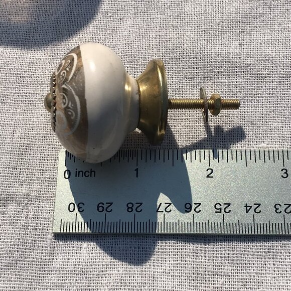 NEW Set 5 Decor Ceramic Gold Brass Decorative Drawer Cabinet Pulls Knobs - Picture 5 of 10